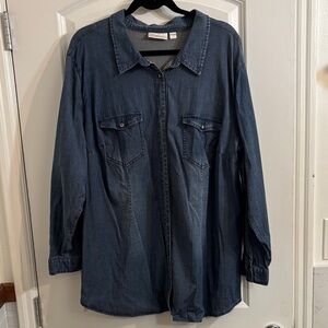 Belle Distressed Blue Button-down Shirt